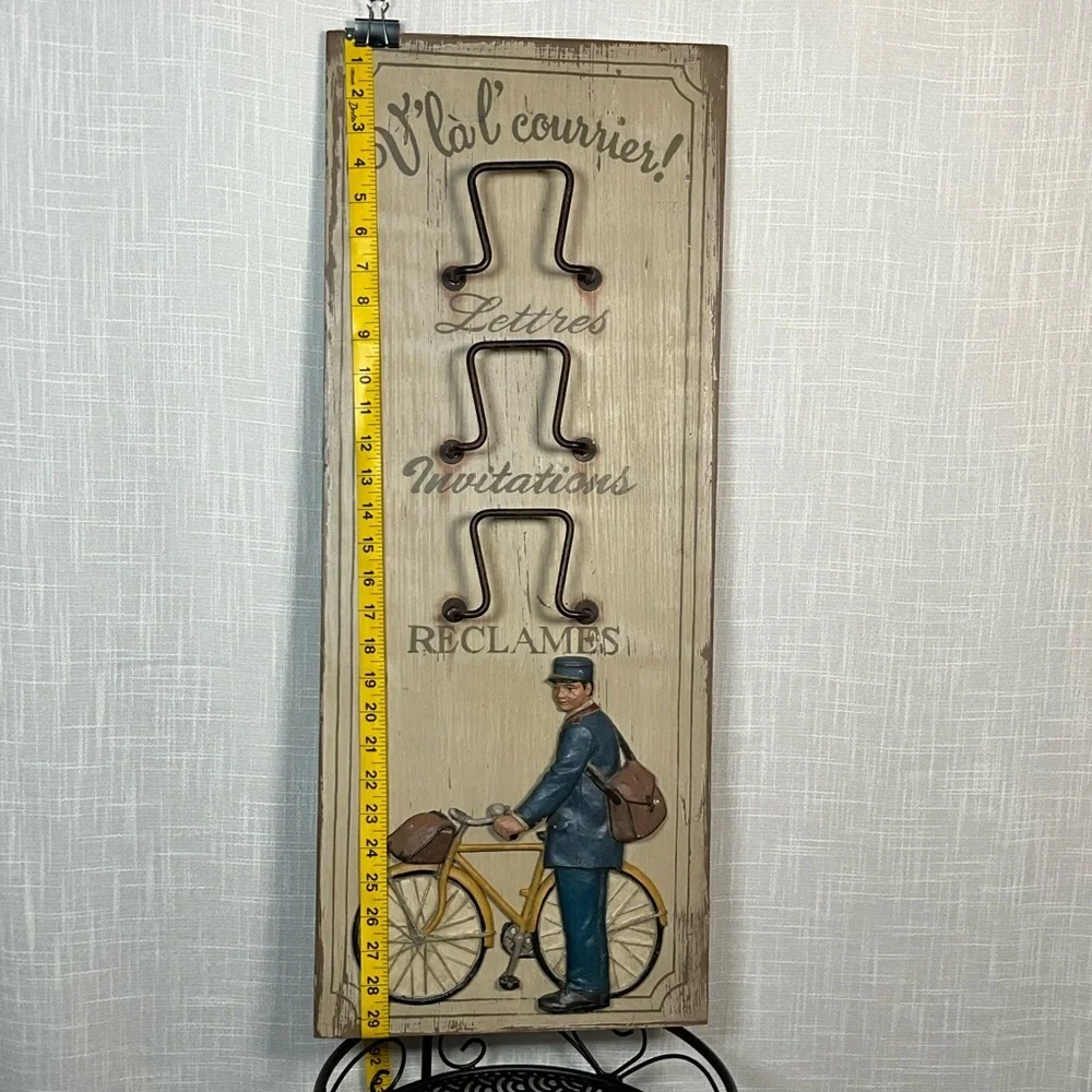 Vintage Style Wall Decor French Country Mail Organizer with Bicycle Design